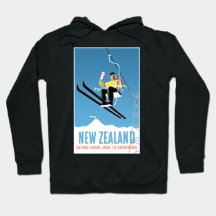 Vintage Travel Poster New Zealand Skiing Hoodie